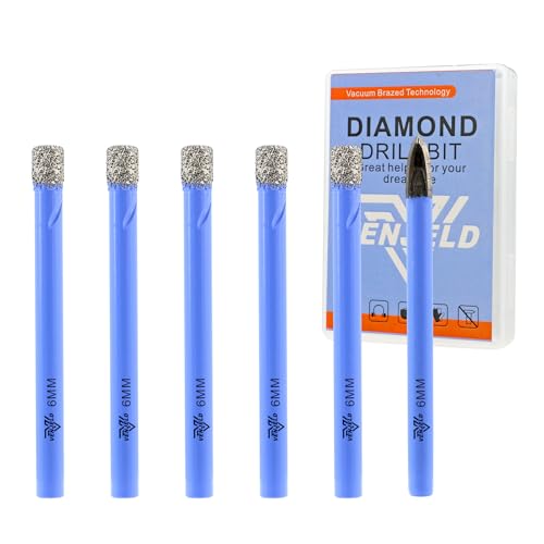 Diamant Fliesenbohrer Set - 6mm 5tlg. Diamantbohrer Lochsäge und 1 Stück 6mm Karbidebohrer für Keramik Porzellan Fliesen Marmor Granit - Rundschäfte mit Aufbewahrungskoffer VENJELD von VENJELD