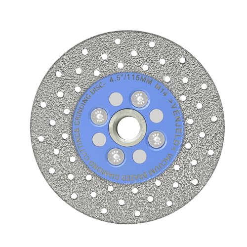 Diamant Trennscheibe 115mm Fliesenscheibe Vakuumgelötetes Schärfen Sägeblatt für Granit Porzellan Fliesen Stein Marmor Beton mit M14 Thema VENJELD von VENJELD