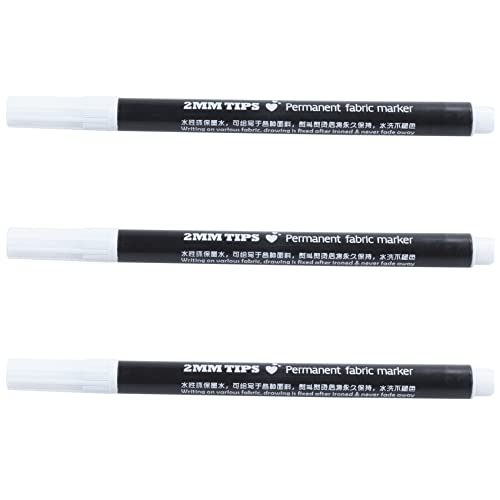 VENOAL 3 x Fabric Marker Pens Permanent Farben für DIY Textile Kleidung T-Shirt Schuhe Weiß von VENOAL