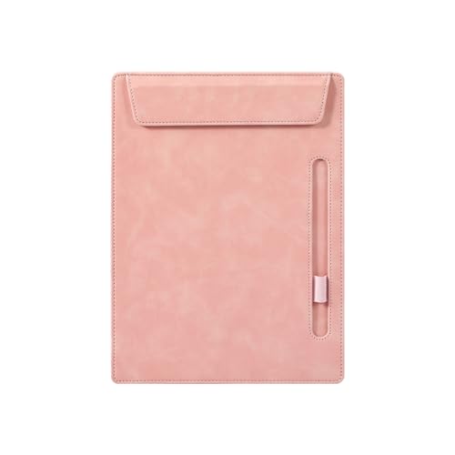 Vensool A4 Leder Klemmbrett Ordner, Binder Klemmbrett A4 Klemmdatei, Lederportfolio für Männer und Frauen, Business Portfolio Binder, mit 1 Stifthalter & Dokumentenhülle, Notizblock Klemmbrett (Rosa) von VENSOOL