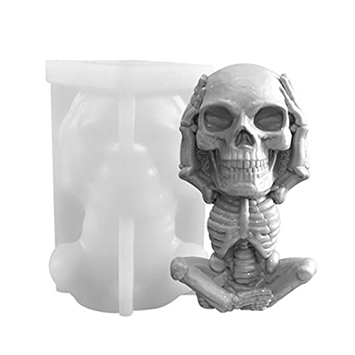 3D Skull Silikonform für Kerzenseife - Halloween Totenkopf Kerzenform DIY Skelett Epoxidharz Form für Aromatherapie, Gips, Schokolade, Gelee, Süßigkeiten Herstellung - Halloween Requisiten von VENTDOUCE