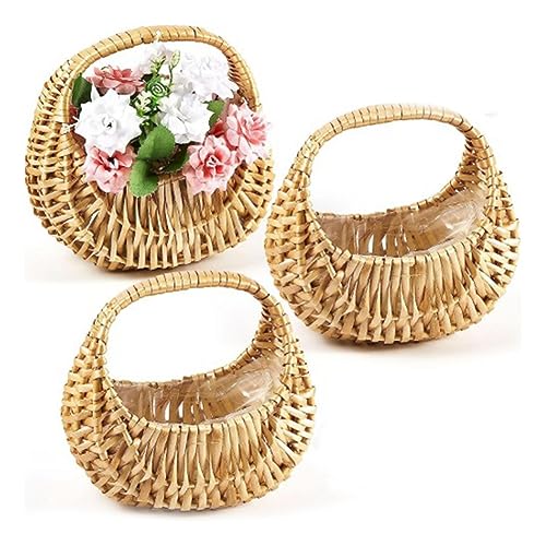 VENYAA Rattan Korb Halbmond Weidenkorb Stroh Korb mit Hochzeit Blumenmädchen Körbe von VENYAA