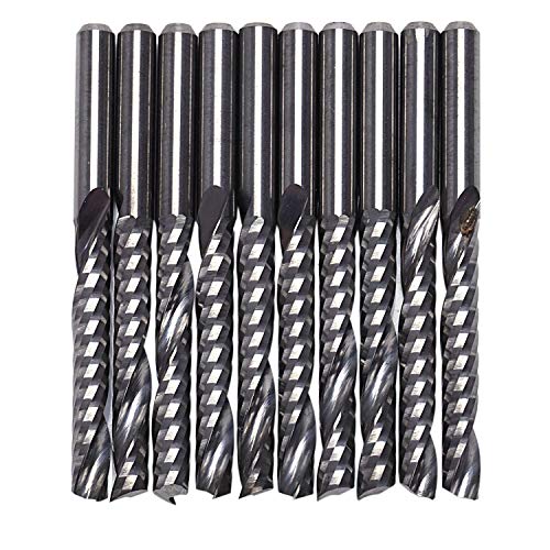 VEOFFICE CNC-Fräser-Bits, 3,175 x 22 mm, einschneidig, spiralförmig, Hartmetall, CNC-Fräser-Bits, Fräser, 10 Stück von VEOFFICE