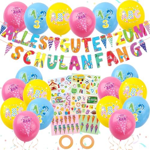 VEQENIFY Schulkind Mädchen Deko Alles Gute zum Schulanfang Deko Schulanfang Junge Mädchen Schulanfang Mädchen Schulkind Deko Junge für Junge Mädchen Schulstart von VEQENIFY