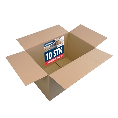 Faltkarton 10 Stück | 60 x 40 x 40 cm | braune Kartons zum Verschicken | stabile Versandkartons aus Wellpappe | Paket DHL von VERPACKUNGSFUXX