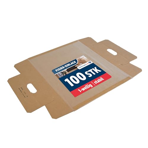 Fixtray 100er-Set | Fixiereinlage aus 2-welliger brauner Wellpappe | 310 x 230 x 160 mm | Stapelbare & wiederverwendbare Verpackungsschale für sicheren Versand von VERPACKUNGSFUXX