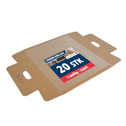 Fixtray 20er-Set | Fixiereinlage aus 2-welliger brauner Wellpappe | 310 x 230 x 160 mm | Stapelbare & wiederverwendbare Verpackungsschale für sicheren Versand von VERPACKUNGSFUXX