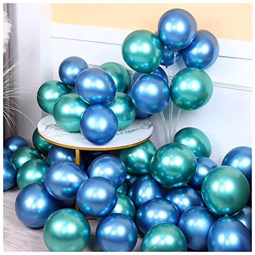 Happy Birthday Ballon 10 stücke 5/10 / 12 zoll glossy metall perle latex latex ballons dicke chrom metallische farben helium luft bälle geburtstag party dekor Luftballons(Green and blue,10inch) von VERSLEH