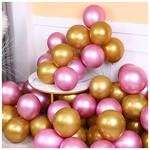 Happy Birthday Ballon 10 stücke 5/10 / 12 zoll glossy metall perle latex latex ballons dicke chrom metallische farben helium luft bälle geburtstag party dekor Luftballons(Pink and gold,10inch) von VERSLEH