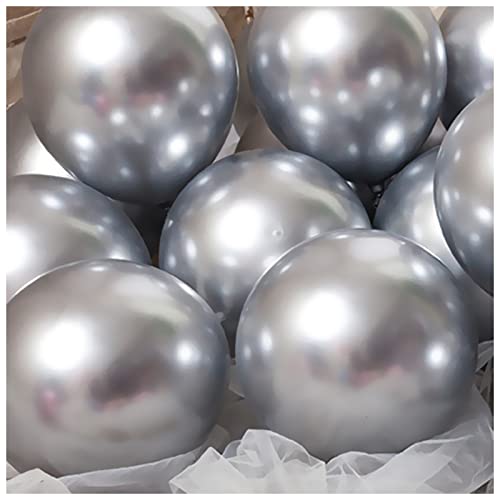 Happy Birthday Ballon 20 stücke metallic gold silber grün lila lila ballon hochzeit Alles Gute zum Geburtstag Latex Ballons Metall Chrom Ballon Luft Helium Baloon Luftballons(Metallic silver,10inch 20 von VERSLEH