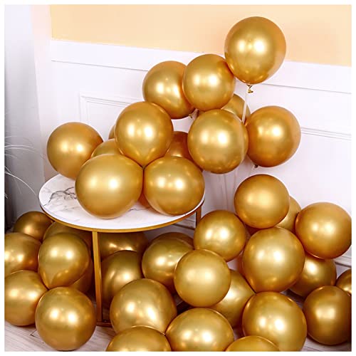 VERSLEH Happy Birthday Ballon 10 stücke 5/10 / 12 Zoll Glossy Metall Perle Latex Latex Ballons Dicke Chrom metallische Farben Helium Luft bälle Geburtstag Party dekor Luftballons(Golden,10inch) von VERSLEH