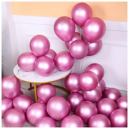 VERSLEH Happy Birthday Ballon 10 stücke 5/10 / 12 Zoll Glossy Metall Perle Latex Latex Ballons Dicke Chrom metallische Farben Helium Luft bälle Geburtstag Party dekor Luftballons(Pink,10inch) von VERSLEH