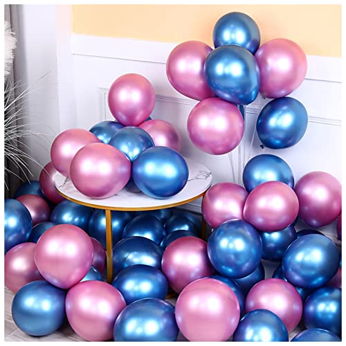 VERSLEH Happy Birthday Ballon 10 stücke 5/10 / 12 Zoll Glossy Metall Perle Latex Latex Ballons Dicke Chrom metallische Farben Helium Luft bälle Geburtstag Party dekor Luftballons(Pink Blue,5inch) von VERSLEH