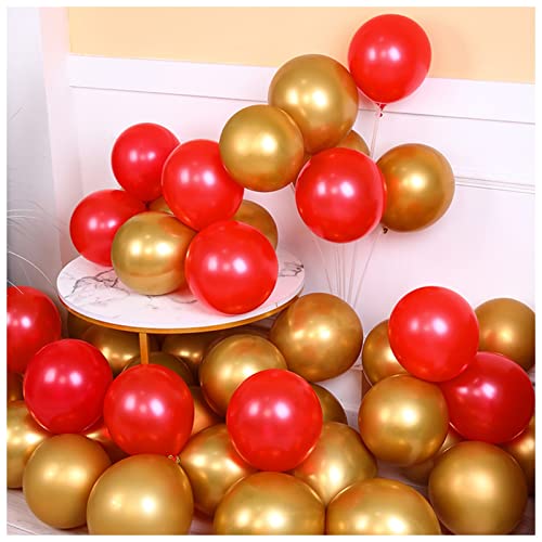 VERSLEH Happy Birthday Ballon 10 stücke 5/10 / 12 Zoll Glossy Metall Perle Latex Latex Ballons Dicke Chrom metallische Farben Helium Luft bälle Geburtstag Party dekor Luftballons(Red and Gold,12inch) von VERSLEH