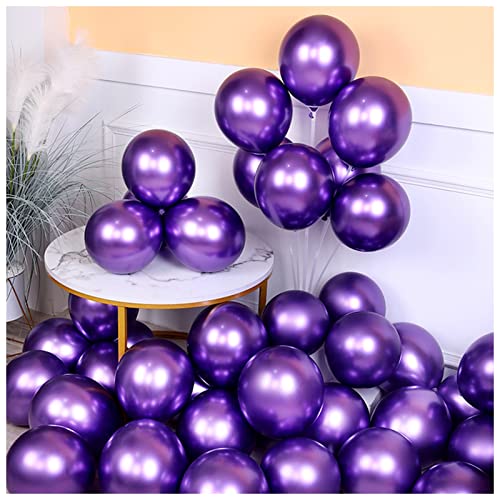 VERSLEH Happy Birthday Ballon 10 stücke 5/10 / 12 Zoll Glossy Metall Perle Latex Latex Ballons Dicke Chrom metallische Farben Helium Luft bälle Geburtstag Party dekor Luftballons(Violet,10inch) von VERSLEH