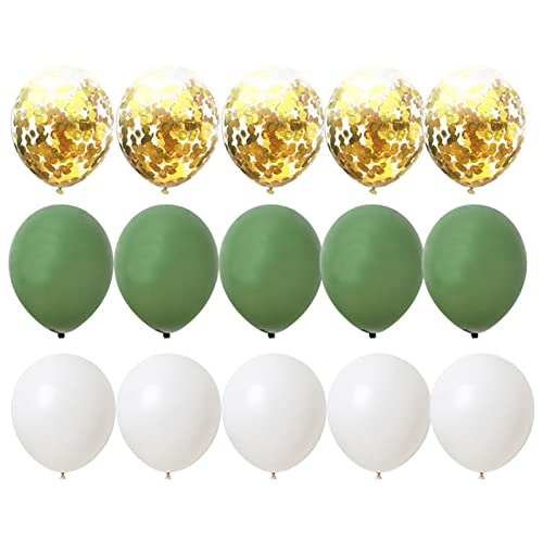 VERSLEH Happy Birthday Ballon 2. 0 STÜCKE 1. 0 Zinch Ballon Kit Retro Grün Weiß Gold Bälle for Geburtstag Hochzeitstag Jüngerung Jungle Sommer Party Decor Home Supplies Luftballons(15pcs 10inch D) von VERSLEH