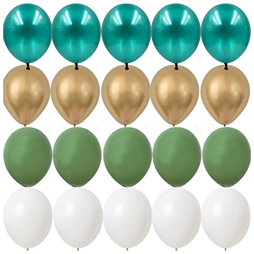 VERSLEH Happy Birthday Ballon 2. 0 STÜCKE 1. 0 Zinch Ballon Kit Retro Grün Weiß Gold Bälle for Geburtstag Hochzeitstag Jüngerung Jungle Sommer Party Decor Home Supplies Luftballons(20pcs 10inch H) von VERSLEH