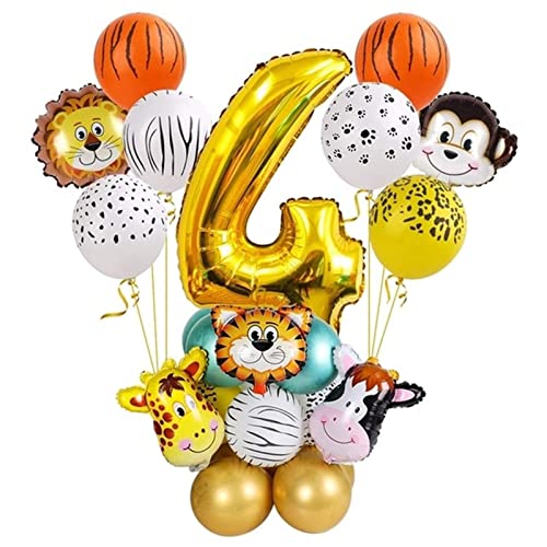 VERSLEH Happy Birthday Ballon 27 stücke Safari Dschungel Tier Chrome Metallische Ballons Geburtstag Party Dekorationen L 1 2 3 4 5 6 7 8 9 10 Luftballons(4) von VERSLEH