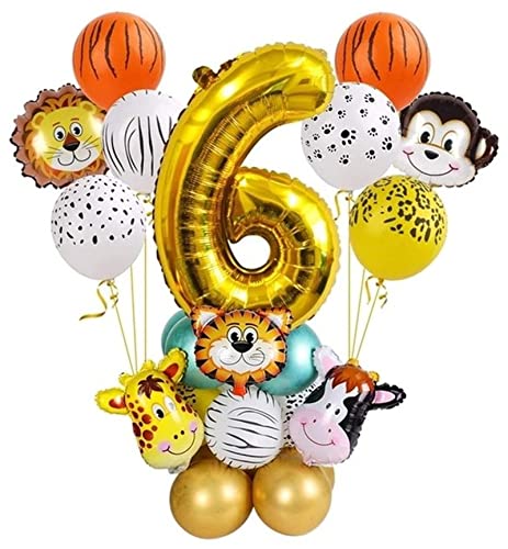 VERSLEH Happy Birthday Ballon 27 stücke Safari Dschungel Tier Chrome Metallische Ballons Geburtstag Party Dekorationen L 1 2 3 4 5 6 7 8 9 10 Luftballons(6) von VERSLEH