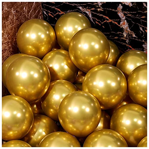 VERSLEH Happy Birthday Ballon 30 stücke 5/10/12 Zoll Metall Latex Ballon golden Silber runde Metall Ballon Geburtstagsfeier hochzeitsballon Dekoration Luftballons(Gold,10inch) von VERSLEH