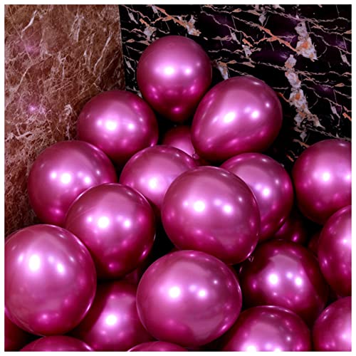 VERSLEH Happy Birthday Ballon 30 stücke 5/10/12 Zoll Metall Latex Ballon golden Silber runde Metall Ballon Geburtstagsfeier hochzeitsballon Dekoration Luftballons(Magenta,12inch) von VERSLEH