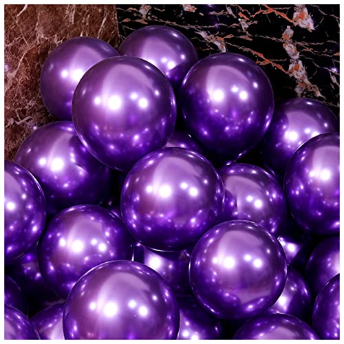 VERSLEH Happy Birthday Ballon 30 stücke 5/10/12 Zoll Metall Latex Ballon golden Silber runde Metall Ballon Geburtstagsfeier hochzeitsballon Dekoration Luftballons(Purple,12inch) von VERSLEH