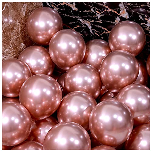 VERSLEH Happy Birthday Ballon 30 stücke 5/10/12 Zoll Metall Latex Ballon golden Silber runde Metall Ballon Geburtstagsfeier hochzeitsballon Dekoration Luftballons(Rose Gold,12inch) von VERSLEH