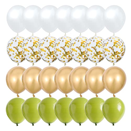 VERSLEH Happy Birthday Ballon 40 stücke10inch Avocado sage grüne ballonone Pearl weiß Gold konfetti Ballon Hochzeit dusche Geburtstag Party Dekorationen Luftballons(Olive Green) von VERSLEH