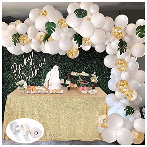 VERSLEH Happy Birthday Ballon 84 stücke Hochzeit Dekorationen Ballon Girlande Bogen kit weiß Gold Ballons for dusche Geburtstag jubiläums Party liefert Luftballons(Balloon Set 3) von VERSLEH