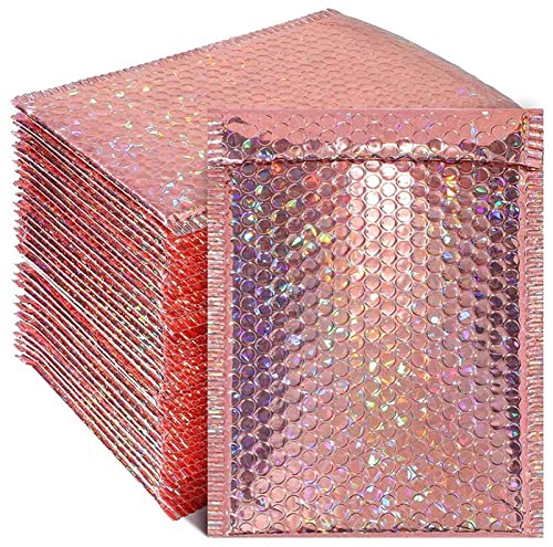 VERSLEH Luftpolsterumschläge 50 stücke Laser Rose Gold Kunststoff Blase Hülle Schaumstoff Kunststoff Umschlag Versandtasche Verpackung Tasche Verpackung Luftpolsterumschläge(15X20cm 50pcs) von VERSLEH