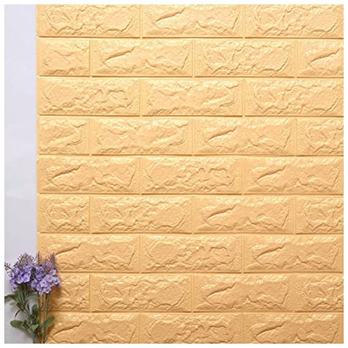 VERSLEH Wandpaneele Selbstklebend 3D Imitation Backsteinwand Papier Anti-Collision Schwamm Wandaufkleber Selbstklebende Tapete Wohnzimmer Aufkleber Home Decoration Wandpaneele Selbstklebend(Beige) von VERSLEH