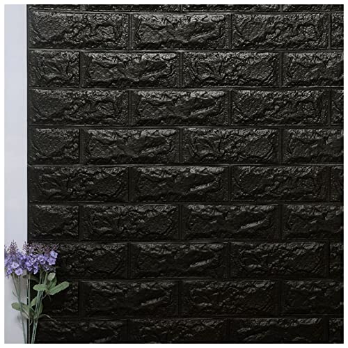 VERSLEH Wandpaneele Selbstklebend 3D Imitation Backsteinwand Papier Anti-Collision Schwamm Wandaufkleber Selbstklebende Tapete Wohnzimmer Aufkleber Home Decoration Wandpaneele Selbstklebend(Black) von VERSLEH