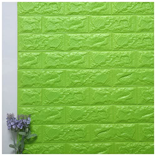 VERSLEH Wandpaneele Selbstklebend 3D Imitation Backsteinwand Papier Anti-Collision Schwamm Wandaufkleber Selbstklebende Tapete Wohnzimmer Aufkleber Home Decoration Wandpaneele Selbstklebend(Green) von VERSLEH