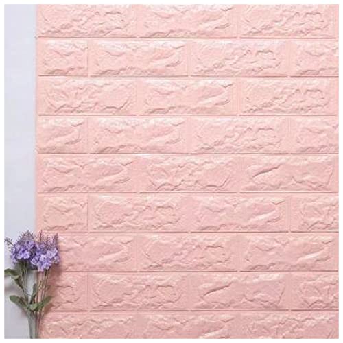 VERSLEH Wandpaneele Selbstklebend 3D Imitation Backsteinwand Papier Anti-Collision Schwamm Wandaufkleber Selbstklebende Tapete Wohnzimmer Aufkleber Home Decoration Wandpaneele Selbstklebend(Pink) von VERSLEH