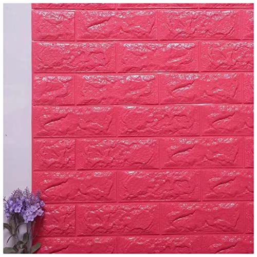 VERSLEH Wandpaneele Selbstklebend 3D Imitation Backsteinwand Papier Anti-Collision Schwamm Wandaufkleber Selbstklebende Tapete Wohnzimmer Aufkleber Home Decoration Wandpaneele Selbstklebend(Rose Red) von VERSLEH