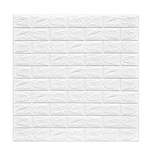 VERSLEH Wandpaneele Selbstklebend 3D Imitation Backsteinwand Papier Anti-Collision Schwamm Wandaufkleber Selbstklebende Tapete Wohnzimmer Aufkleber Home Decoration Wandpaneele Selbstklebend(White) von VERSLEH