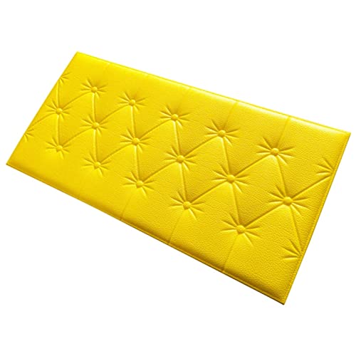 Wandpaneele Selbstklebend 3D Wandaufkleber Tapete Selbstklebende Verdicken Tatami Anti-Collision Wandmatte Pad Kinder Schlafzimmer Wohnzimmer Weiche Schaumkissen Wandpaneele Selbstklebend(Yellow) von VERSLEH