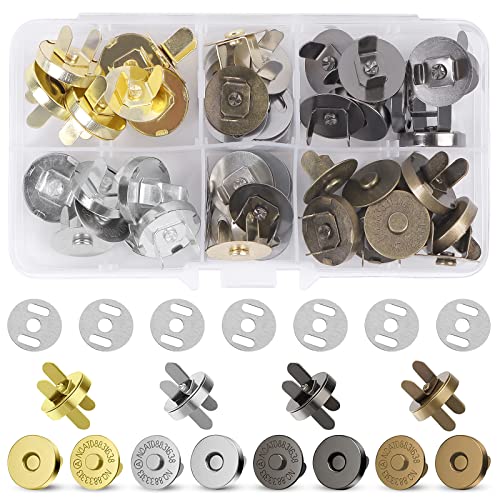 20 Stücke Magnetknöpfe 14mm/18mm Nähen Magnetische Druckknöpfe Magnetschließen Knopf Rund No Sew Magnetknopf Für Taschen Nähen Handwerk Handtaschen Kleidung, 4 Farben-18mm von VEUWOLM