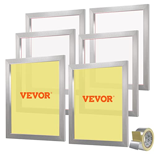 VEVOR 6 Stk. Aluminiumlegierung Siebrahmen Siebdruckpresse 50,8 x 61 cm, Siebdruckmaschine Zubehör 110 Mesh, Säureresistenz & nicht Verformbar für Kissenbezügen, Stoffen, Papier, Kopierpapier usw. von VEVOR