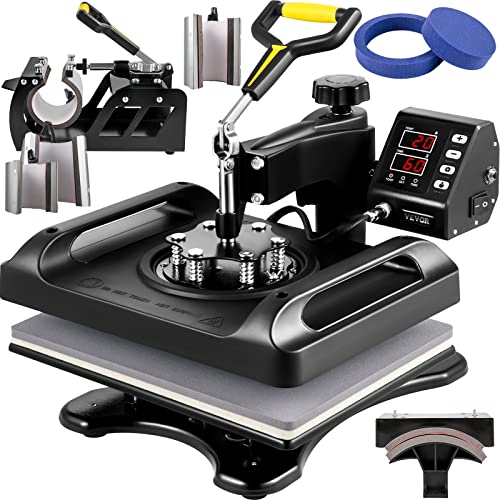 VEVOR 8 in 1 Transferpresse, 29x38 cm Hitzepresse, Heißpressmaschine, DIY T-Shirtpresse mit Digitaler LED-Temperatur- und Zeitkontrolle für Sublimation Becher T-Shirt Tellern, 45,2 x 38 x 45,7 cm von VEVOR