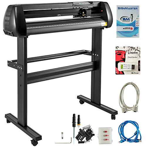 VEVOR 870mm Vinyl Schneideplotter 34Inch 3 Klingen Plottermaschine Vinyl Cutter Plotter Folienplotter Foliendrucker Profi Plotter Cutting mit Signmaster Software mit Ständer für Schilder Papierzufuhr von VEVOR