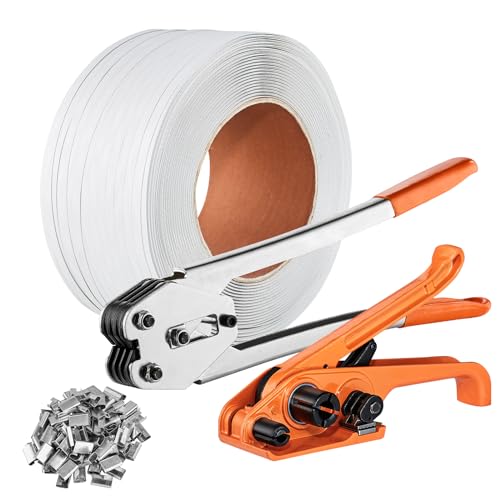 VEVOR Banding-Umreifungsset mit Umreifungsspanner, Banding Sealer Tool, 100 m langes PP-Band, 100 Metalldichtungen, Palettenverpackungsband-Banding-Set, Banding-Verpackungsband zum Verpacken von VEVOR