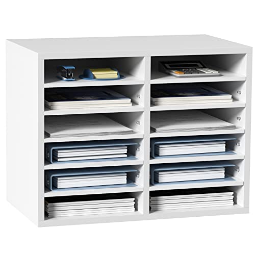 VEVOR Briefablage Schreibtisch Organizer 520 x 305 x 410 mm, 2,3–5,6 cm Einstellbar A4 Stapelbar, Papierablage, Aufbewahrung Schreibtisch Ablagesystem Organisation, Ablage (Weiß, 2 x 6 Fächer) von VEVOR