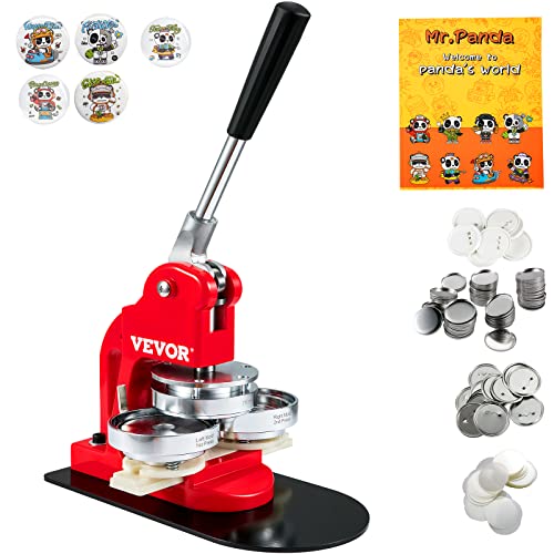 VEVOR Buttonmaschine Knopfmachermaschine, 75 mm (3 Zoll) Badge Punch Press Set, Kinder DIY Geschenke Pin Maker, Button Herstellung Zubehör mit 500 Stk. Button Ersatzteile & Kreisschneider & Zauberbuch von VEVOR