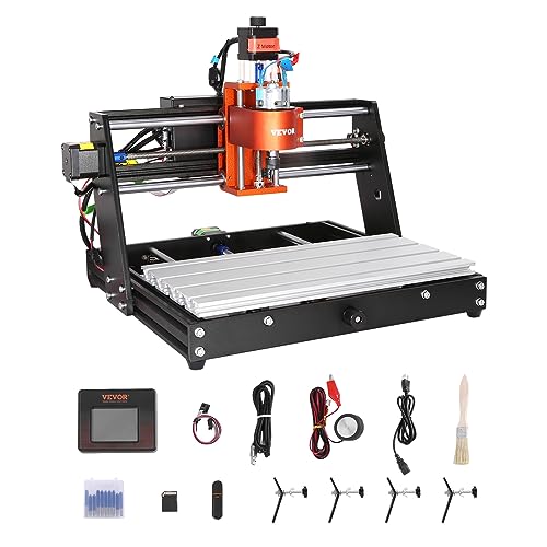 VEVOR CNC-Fräsmaschine, 120 W, Graviermaschine, 3-Achsen-GRBL-Steuerung, Holzgravur-Schnitzfräsmaschinen-Kit, 300 x 200 x 72 mm Arbeitsbereich 1200 U/min für Holz, Acryl, MDF, PVC, Kunststoffschaum von VEVOR