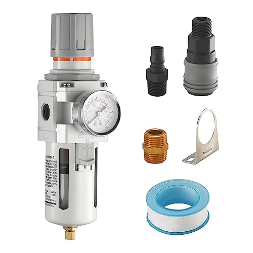 VEVOR Filter Regler Luftkompressor Lufttrockner Lufttrockner für Kompressor 1/2" NPT 5μm Wasserabscheider für halbautomatischen Luftkompressor Druckregler 7,5-125PSI von VEVOR