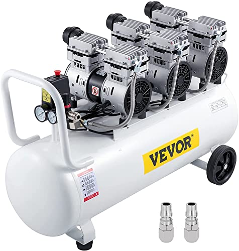 VEVOR Flüster Kompressor Ölfrei Luftkompressor 22 Gallonen 100L Druckluft Leise mit 2 Manometer für Hausreparatur, Reinigung der Fußbodenheizung, Blechlackierung, Stahlluftpistole, Zahnmedizin usw. von VEVOR