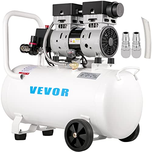 VEVOR Flüsterkompressor 50 L, Leise Ölfrei Kompressor 750 W, Ölfrei Luftkompressor 68 dB, Druckluftkompressor 230 V, Silent Druckluft Kessel 170 L/min Abgasvolumen, mit Eingebautem Abluftventilator von VEVOR