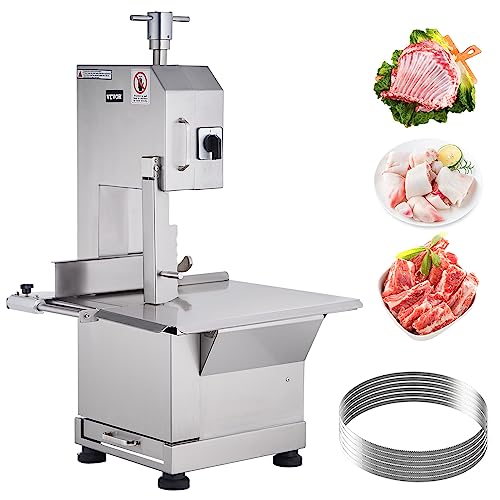 VEVOR Kommerzielle Fleischknochen Sägemaschine 2200 W, 1000 kg/h Knochenschneidemaschine Gefrorene Fleisch Knochen Schneidemaschine, 0-180 mm Einstellbare Dicke Knochensäge 470 x 530 mm Arbeitstisch von VEVOR