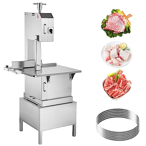 VEVOR Kommerzielle Fleischknochen Sägemaschine 2200 W, 1500 kg/h Knochenschneidemaschine Gefrorene Fleisch Knochen Schneidemaschine, 4-220 mm Einstellbare Dicke Knochensäge 620 x 520 mm Arbeitstisch von VEVOR